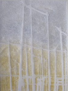 "Hopfenplantage" IV, Papier, Pigmente, 32,5 x 26,5 cm